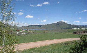 Panoramic view of Red Hawk Village, Stagecoach Lake and Meadowgreen